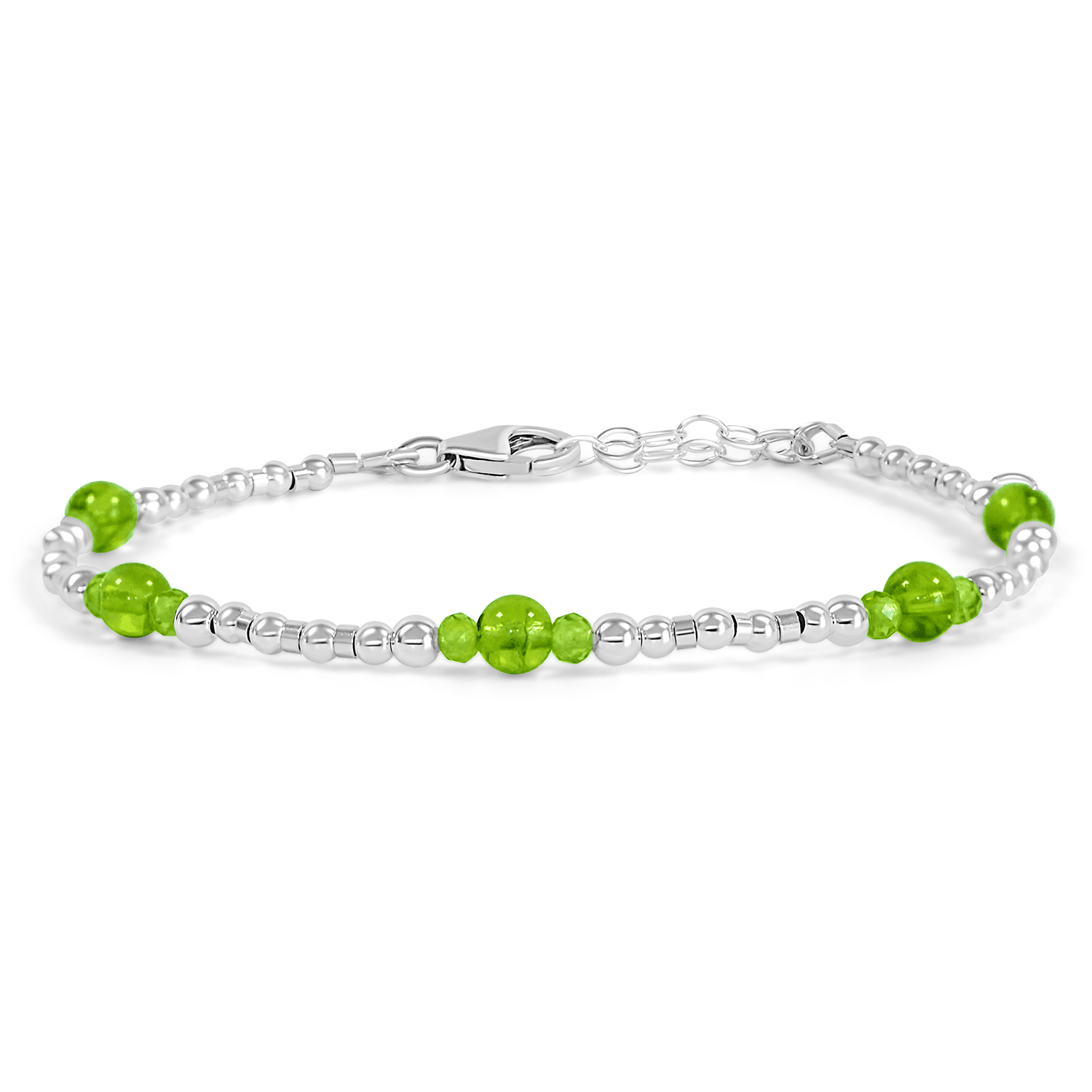 Bohemian Peridot Crystal Precious Metal Beaded Bracelet