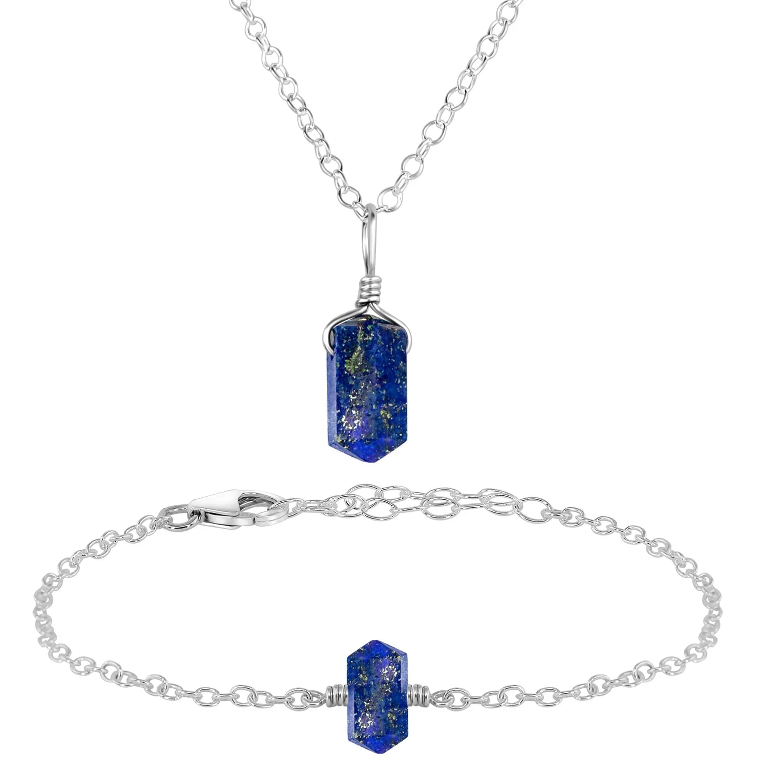 Lapis Lazuli Double Terminated Crystal Jewellery Set