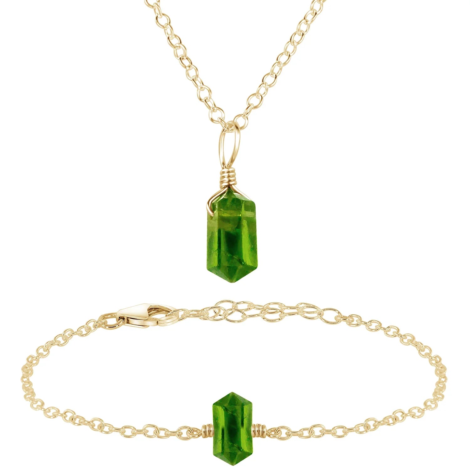 Peridot Double Terminated Crystal Jewellery Set