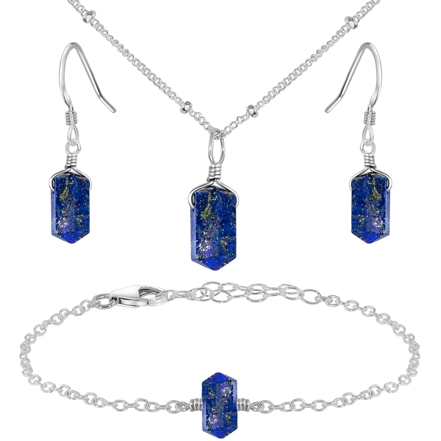 Lapis Lazuli Double Terminated Crystal Jewellery Set