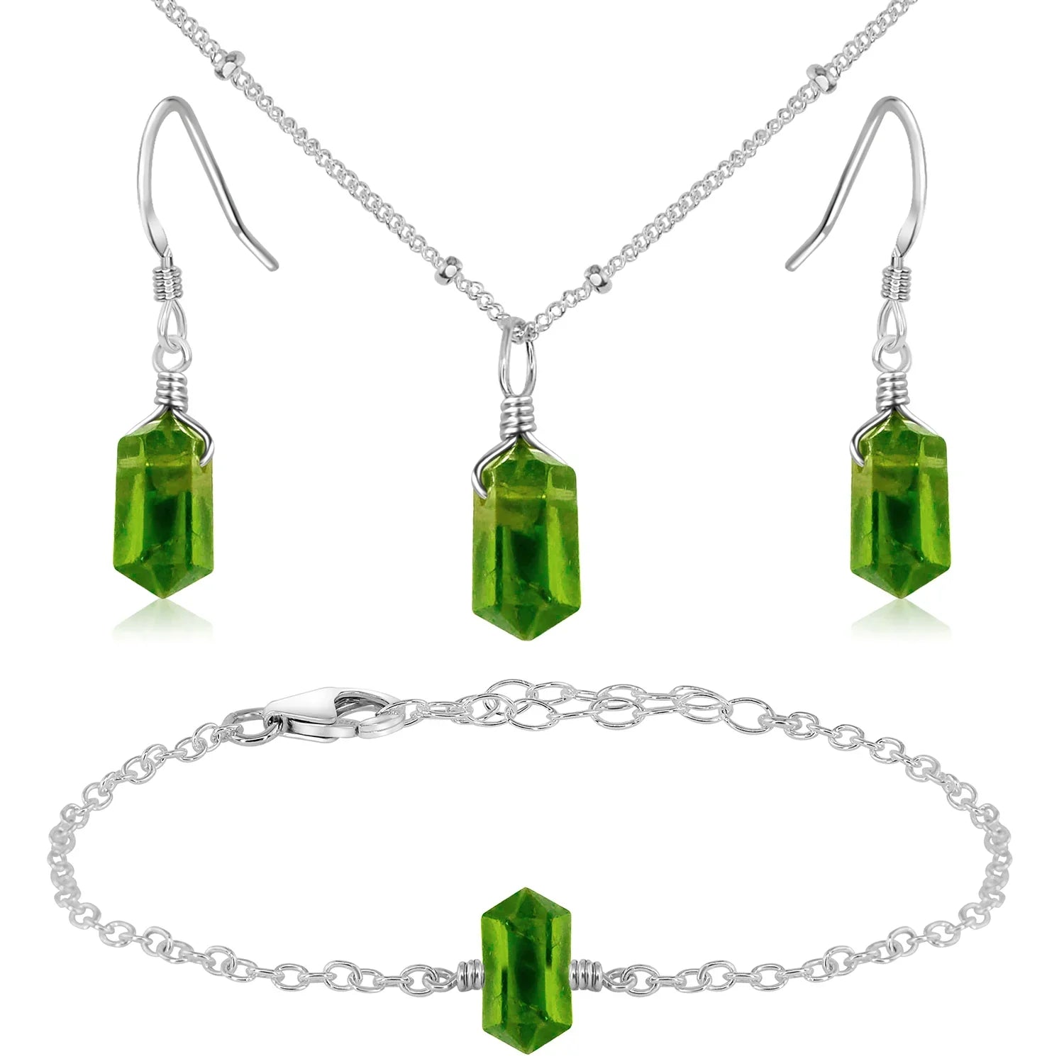 Peridot Double Terminated Crystal Jewellery Set