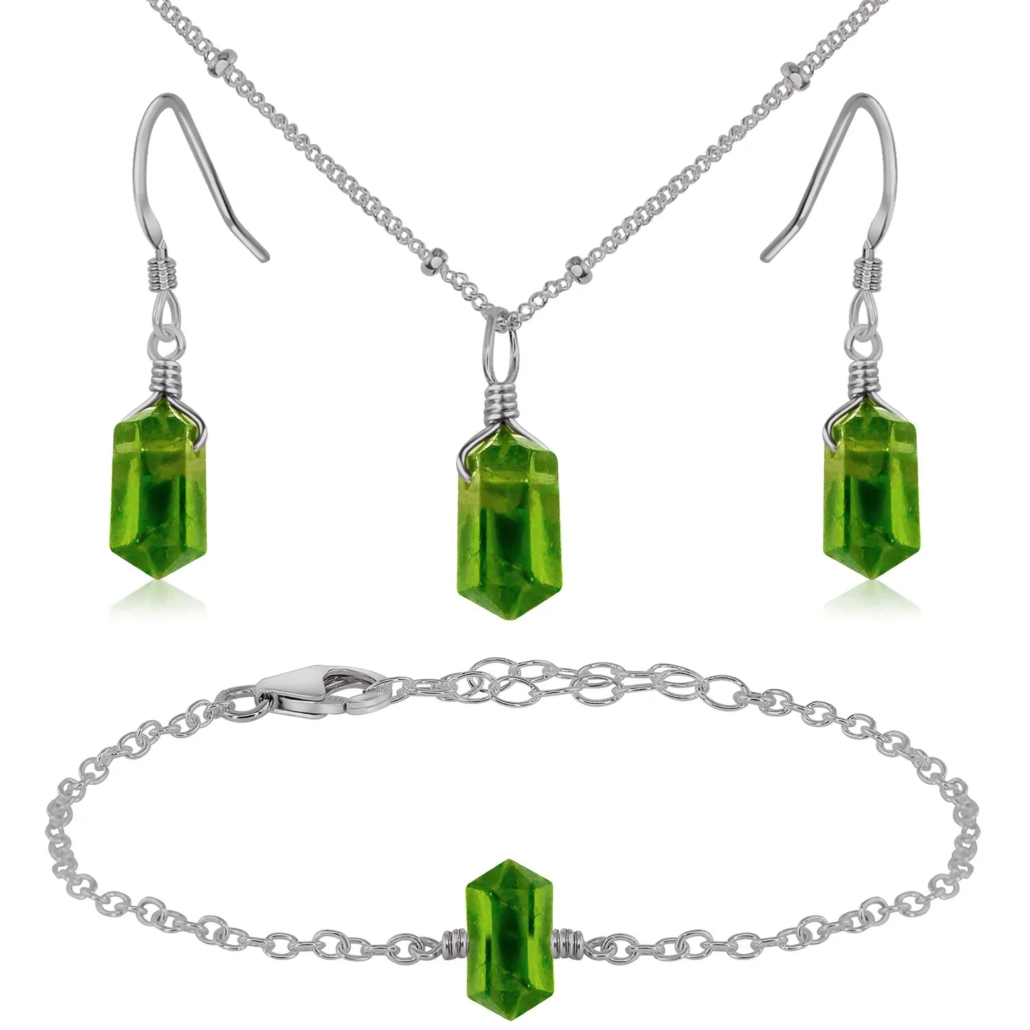 Peridot Double Terminated Crystal Jewellery Set