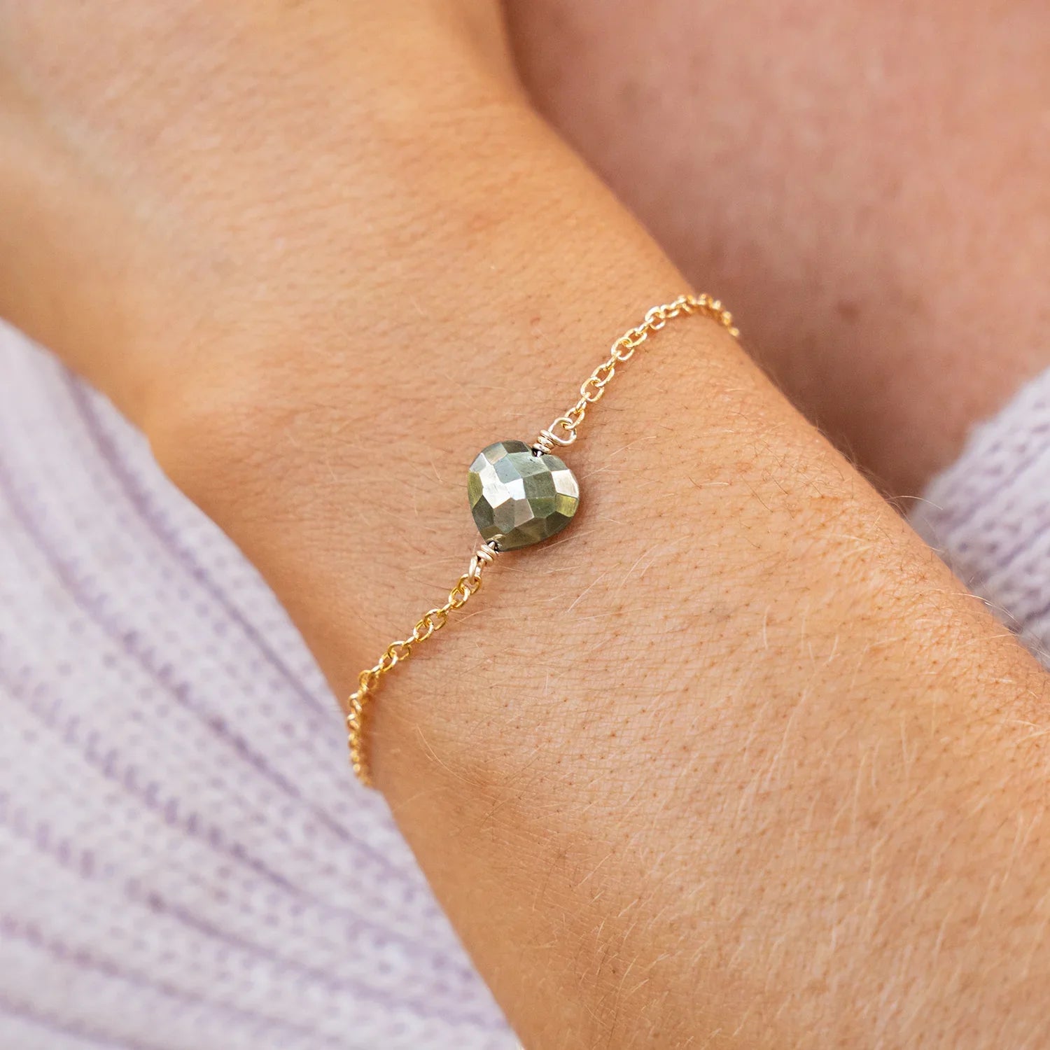 Pyrite Crystal Heart Bracelet