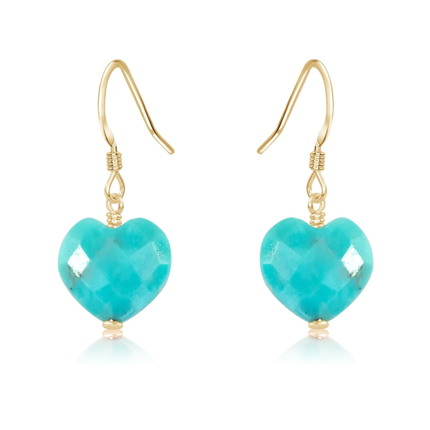 Turquoise Crystal Heart Dangle Earrings
