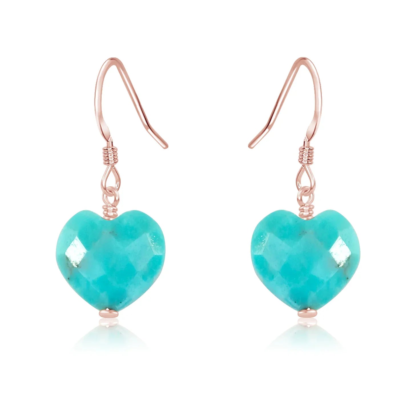 Turquoise Crystal Heart Dangle Earrings