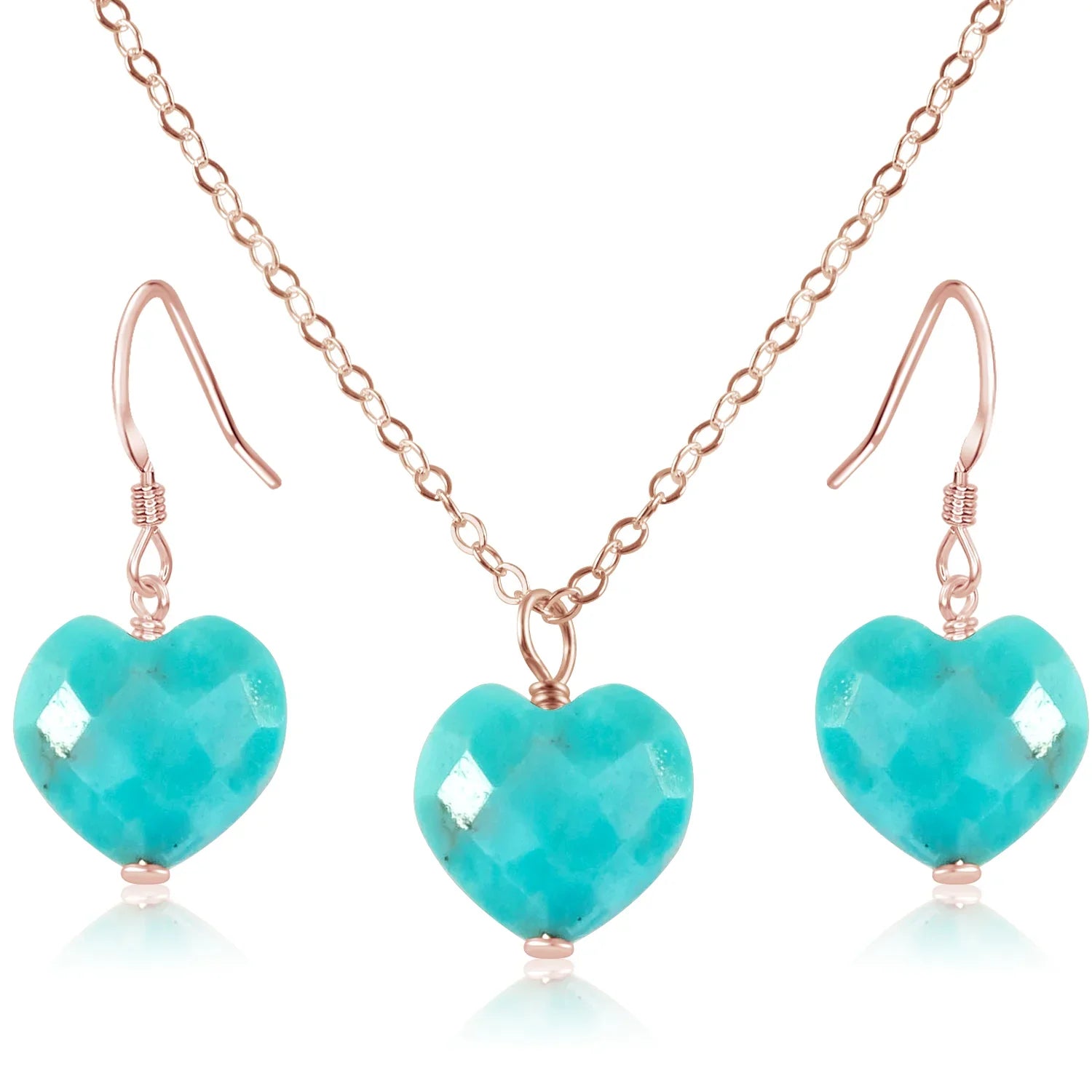 Turquoise Crystal Heart Jewellery Set