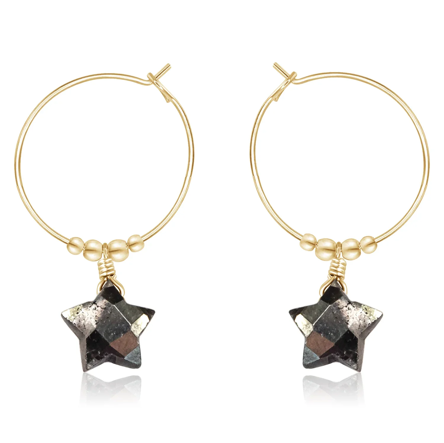 Little Pyrite Crystal Star Hoop Earrings
