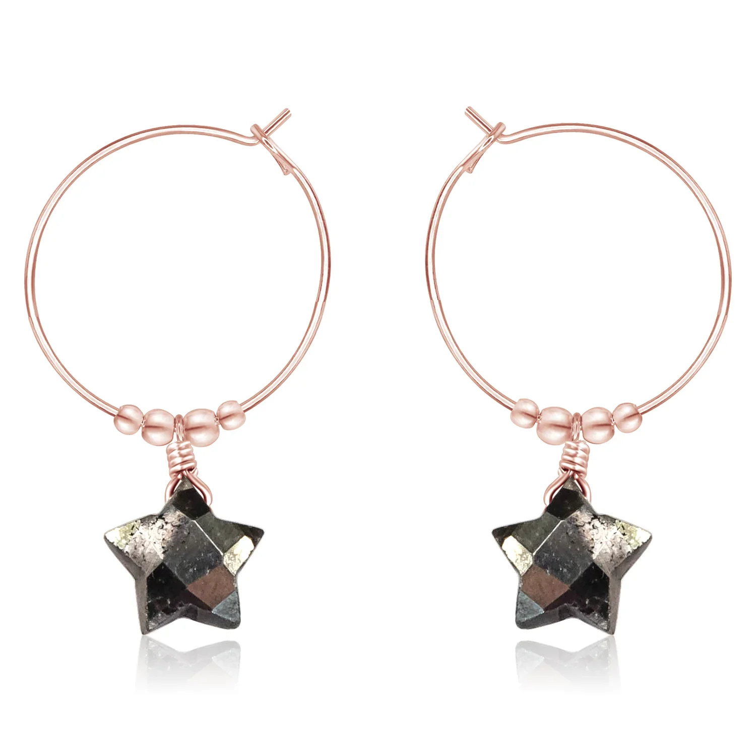 Little Pyrite Crystal Star Hoop Earrings