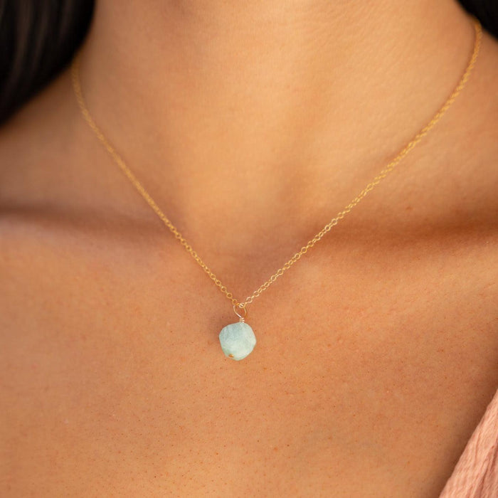 Raw Amazonite Crystal Jewellery Set - Raw Amazonite Crystal Jewellery Set - 14k Gold Fill / Cable / Necklace & Earrings & Bracelet - Luna Tide Handmade Crystal Jewellery