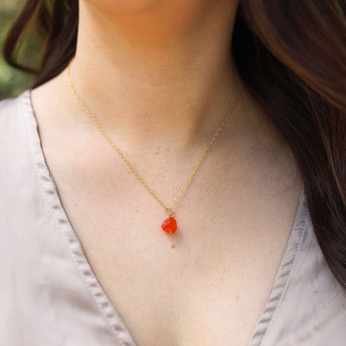 Raw Carnelian Crystal Jewellery Set - Raw Carnelian Crystal Jewellery Set - 14k Gold Fill / Cable / Necklace & Earrings & Bracelet - Luna Tide Handmade Crystal Jewellery