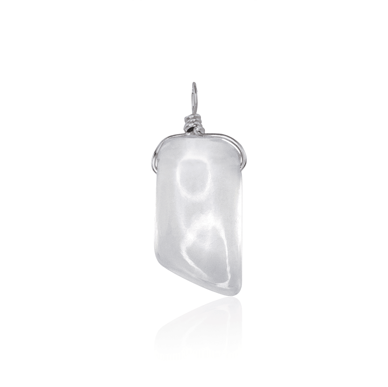 Small Smooth Crystal Quartz Crystal Pendant with Gentle Point - Small Smooth Crystal Quartz Crystal Pendant with Gentle Point - Stainless Steel - Luna Tide Handmade Crystal Jewellery
