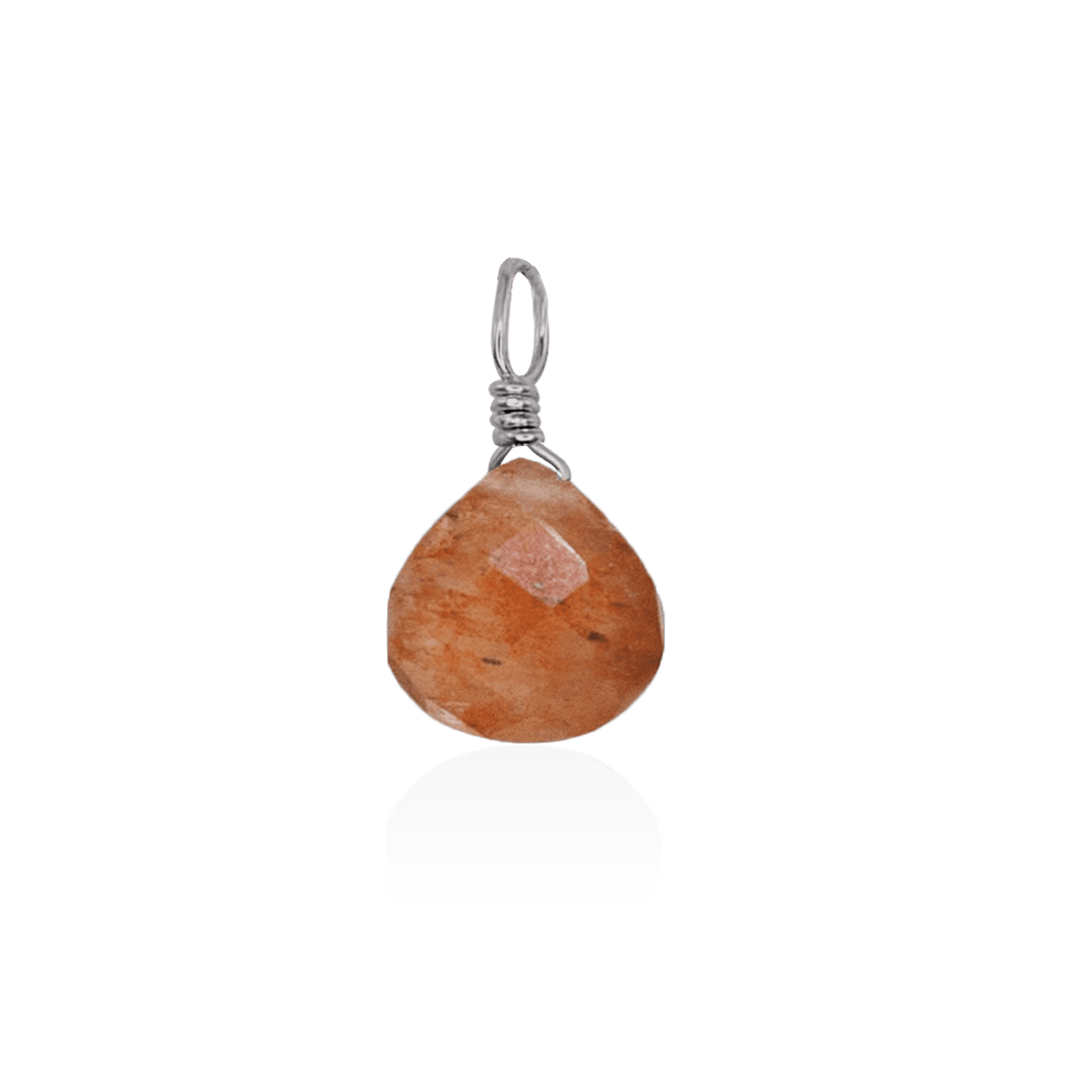 Tiny Sunstone Teardrop Gemstone Pendant - Tiny Sunstone Teardrop Gemstone Pendant - Stainless Steel - Luna Tide Handmade Crystal Jewellery