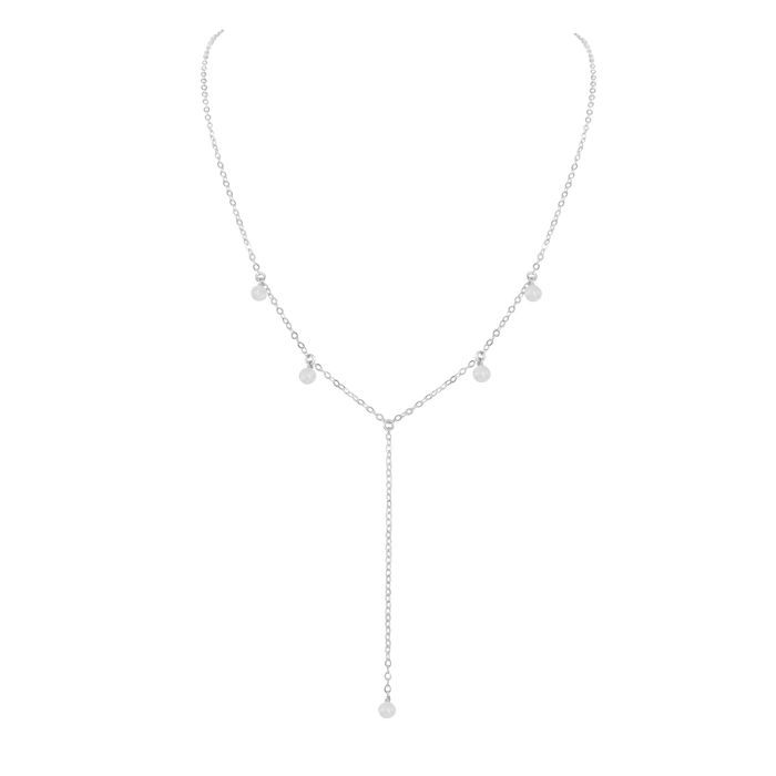 White Selenite Crystal Boho Lariat Necklace - White Selenite Crystal Boho Lariat Necklace - Sterling Silver - Luna Tide Handmade Crystal Jewellery