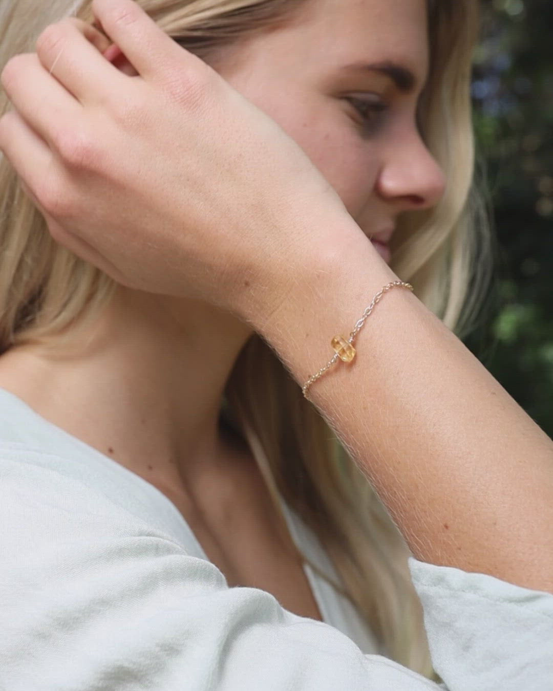 Citrine Double Terminated Mini Crystal Point Bracelet