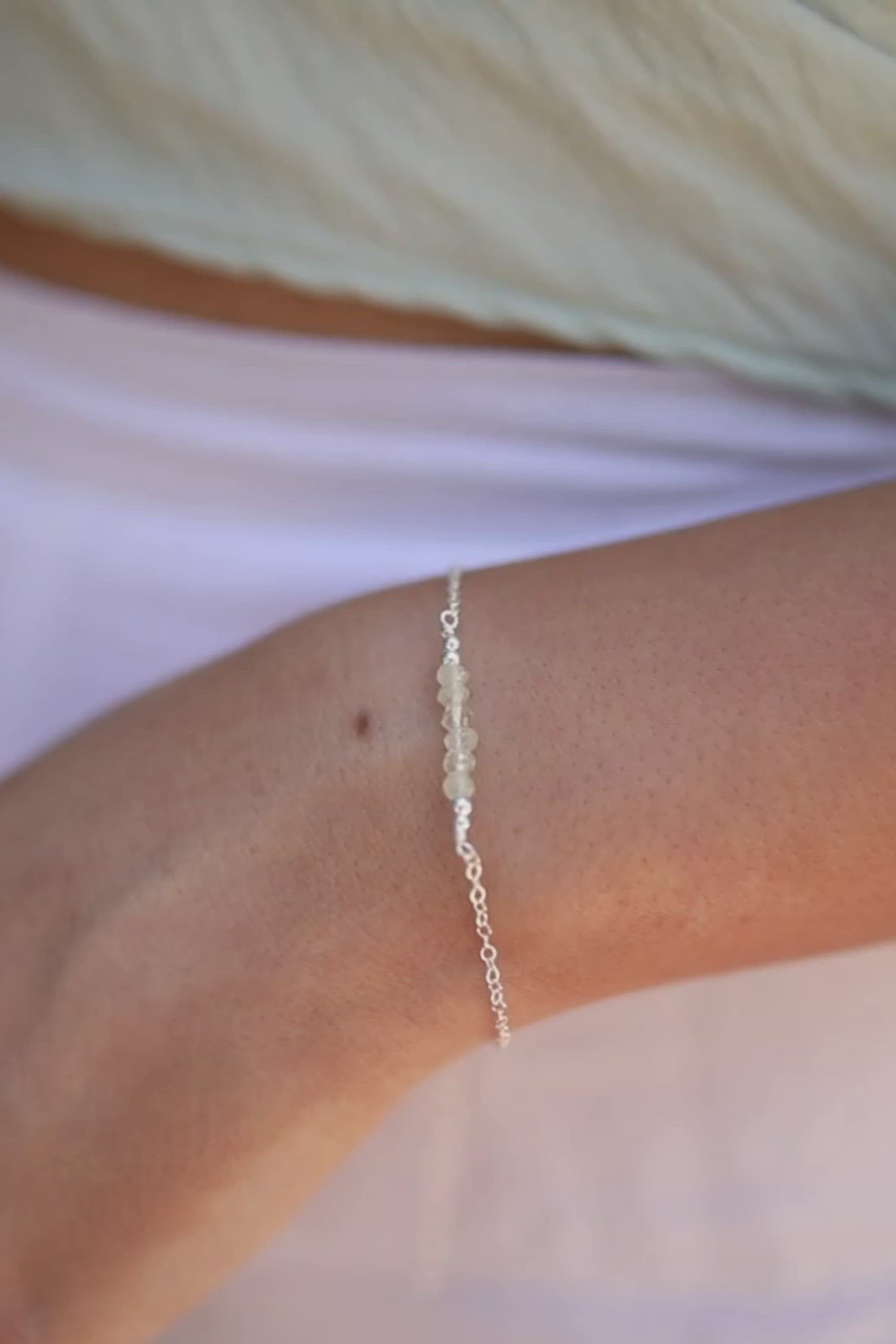 Sparkling Green Prehnite Gemstone Faceted Bead Bar Bracelet