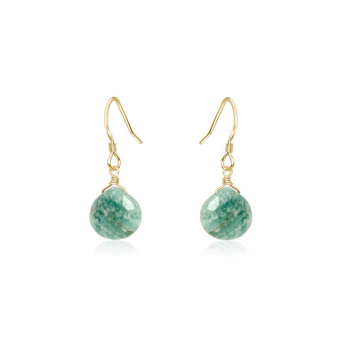 Amazonite Gemstone Teardrop Dangle Earrings - Amazonite Gemstone Teardrop Dangle Earrings - 14k Gold Fill - Luna Tide Handmade Crystal Jewellery