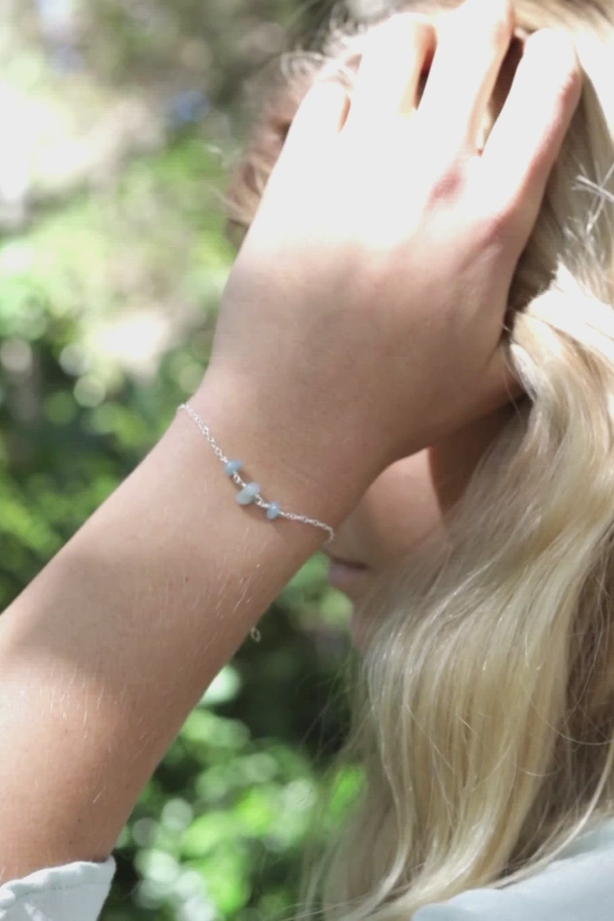 Aquamarine Beaded Chain Bracelet