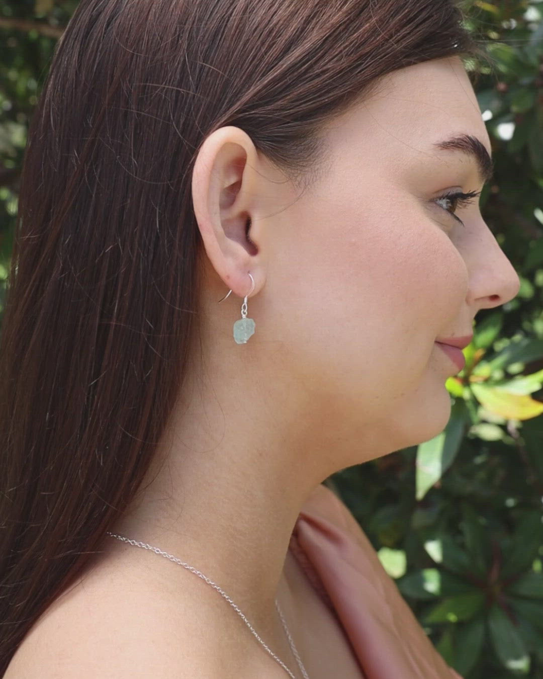 Raw Blue Aquamarine Crystal Dangle Drop Earrings