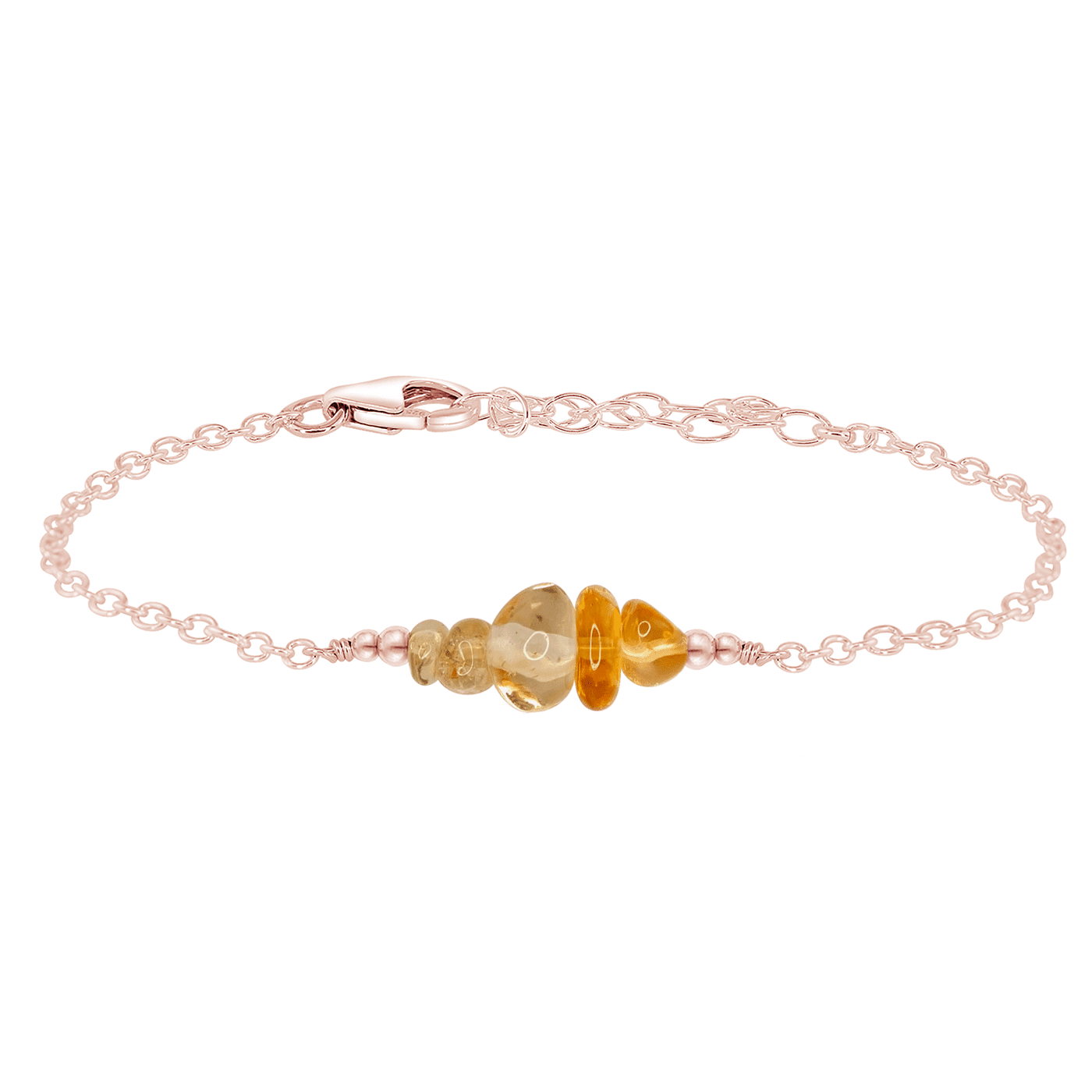 Citrine Chip Bead Bar Bracelet - Citrine Chip Bead Bar Bracelet - 14k Rose Gold Fill - Luna Tide Handmade Crystal Jewellery