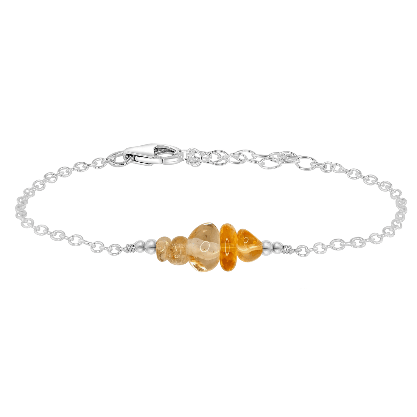 Citrine Chip Bead Bar Bracelet - Citrine Chip Bead Bar Bracelet - Sterling Silver - Luna Tide Handmade Crystal Jewellery