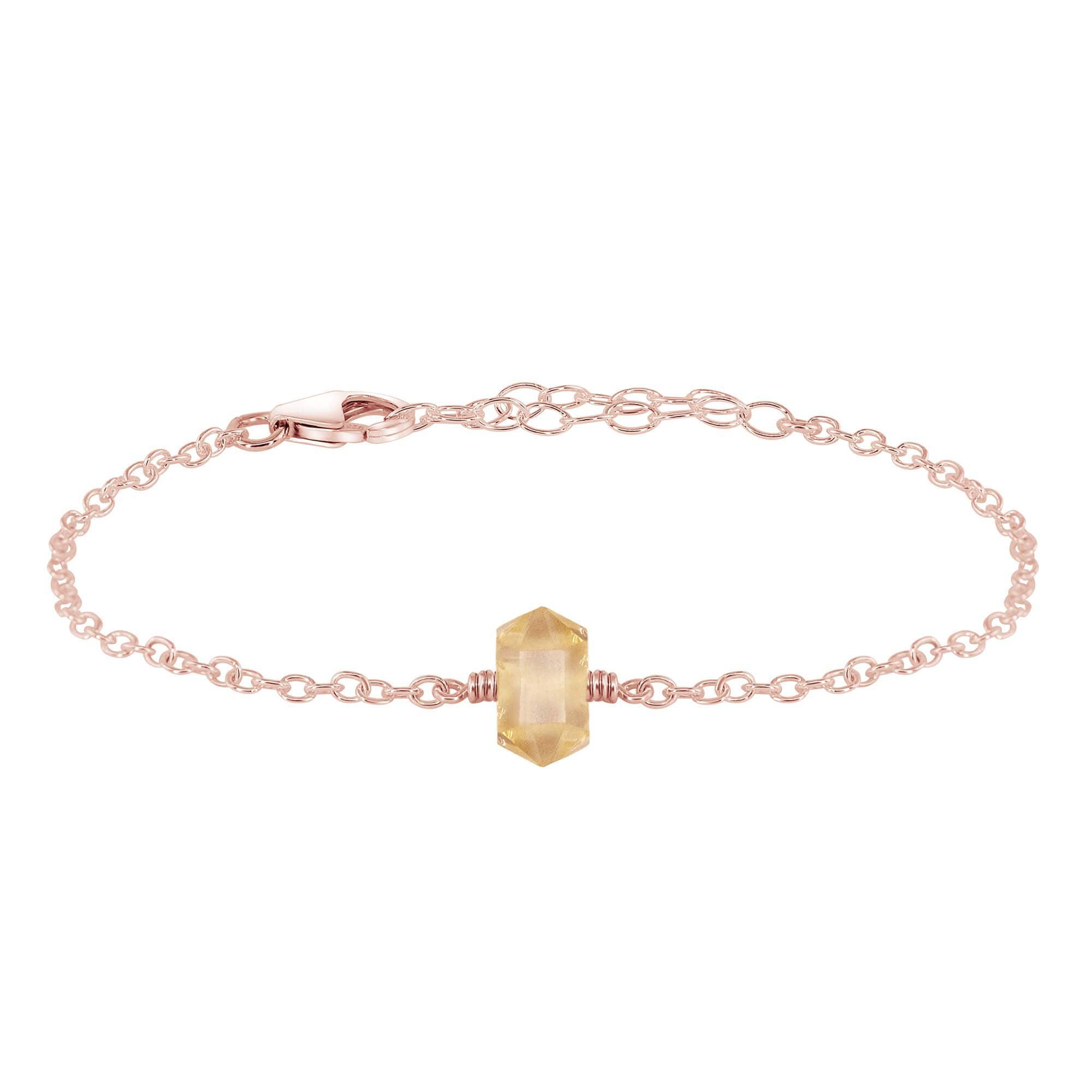 Citrine Double Terminated Mini Crystal Point Bracelet - Citrine Double Terminated Mini Crystal Point Bracelet - 14k Rose Gold Fill - Luna Tide Handmade Crystal Jewellery