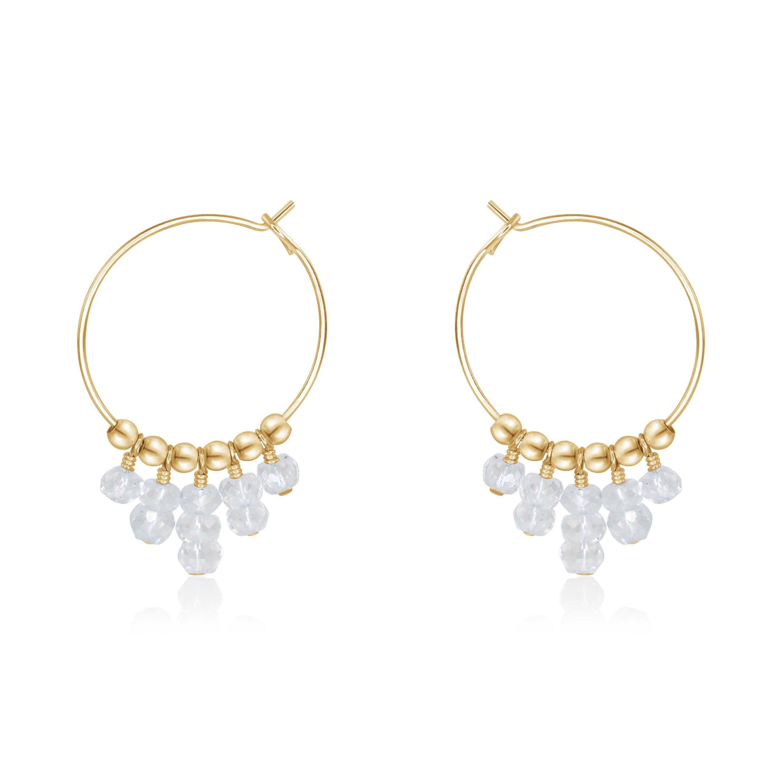 Crystal Quartz Statement Hoop Earrings - Crystal Quartz Statement Hoop Earrings - 14k Gold Fill - Luna Tide Handmade Crystal Jewellery
