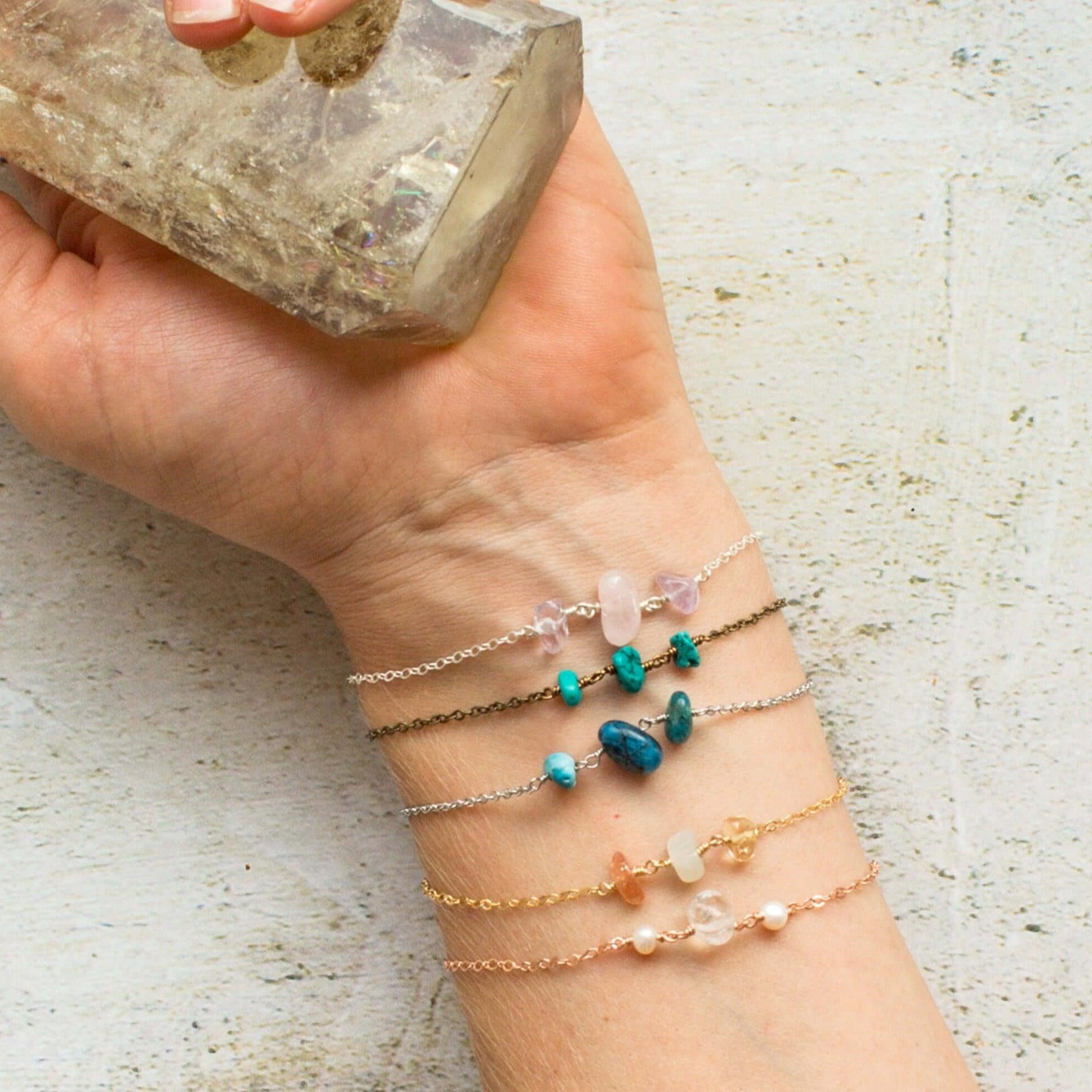 Beaded Chain Bracelet - Bronze - Stainless Steel - Sterling Silver - 14K Gold Fill - 14K Rose Gold Fill - Luna Tide Handmade Jewellery