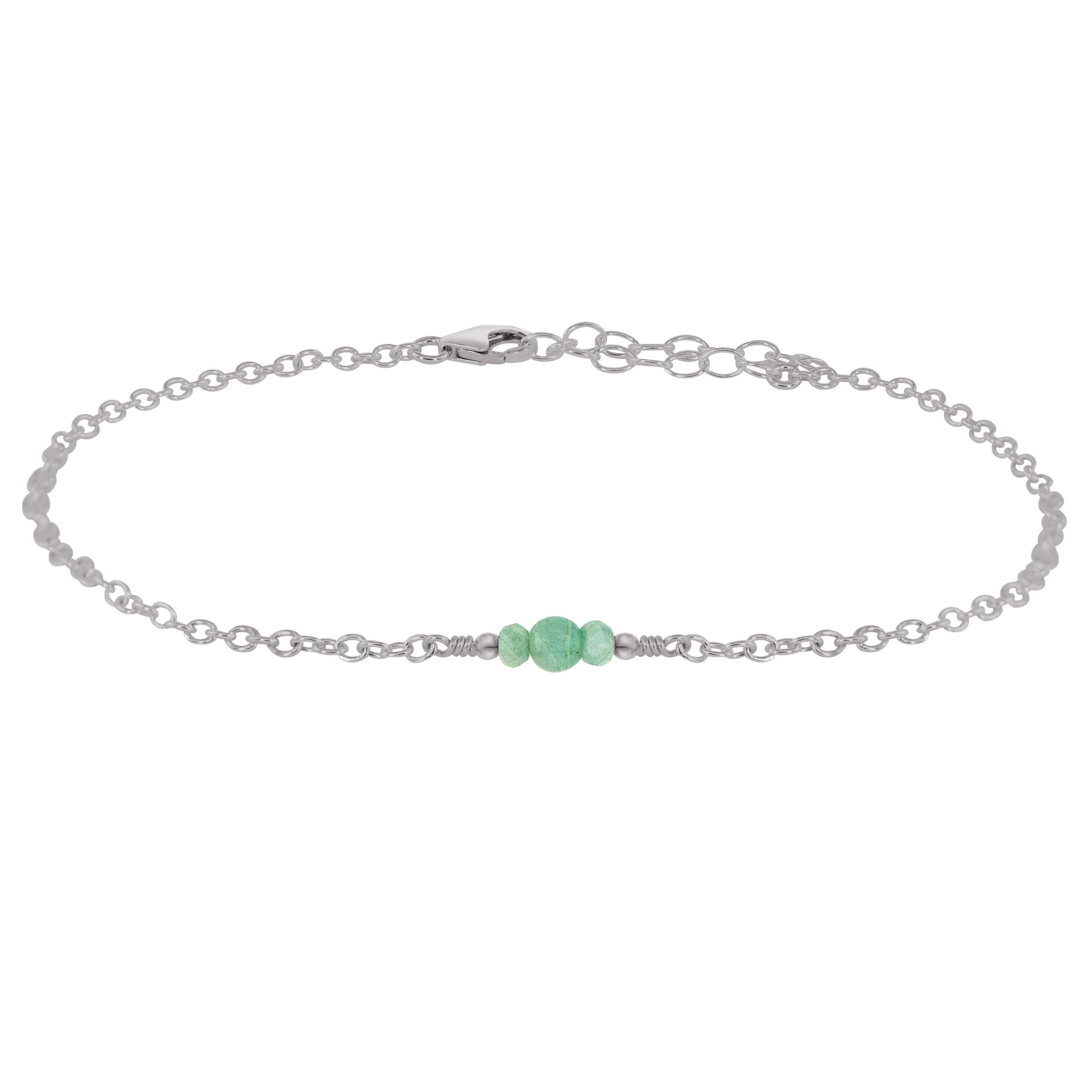 Dainty Amazonite Gemstone Anklet - Dainty Amazonite Gemstone Anklet - Stainless Steel - Luna Tide Handmade Crystal Jewellery