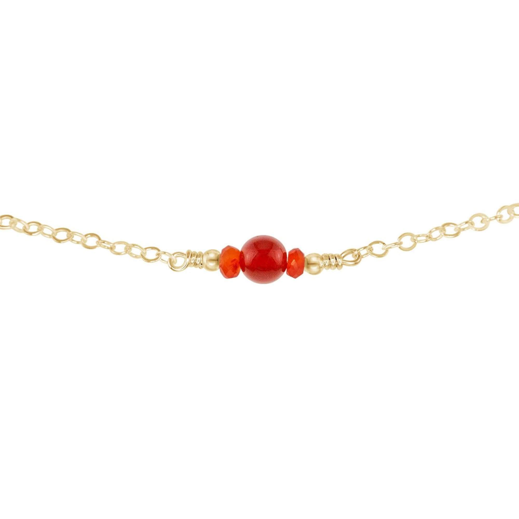 Dainty Carnelian Gemstone Choker Necklace - Dainty Carnelian Gemstone Choker Necklace - 14k Gold Fill - Luna Tide Handmade Crystal Jewellery