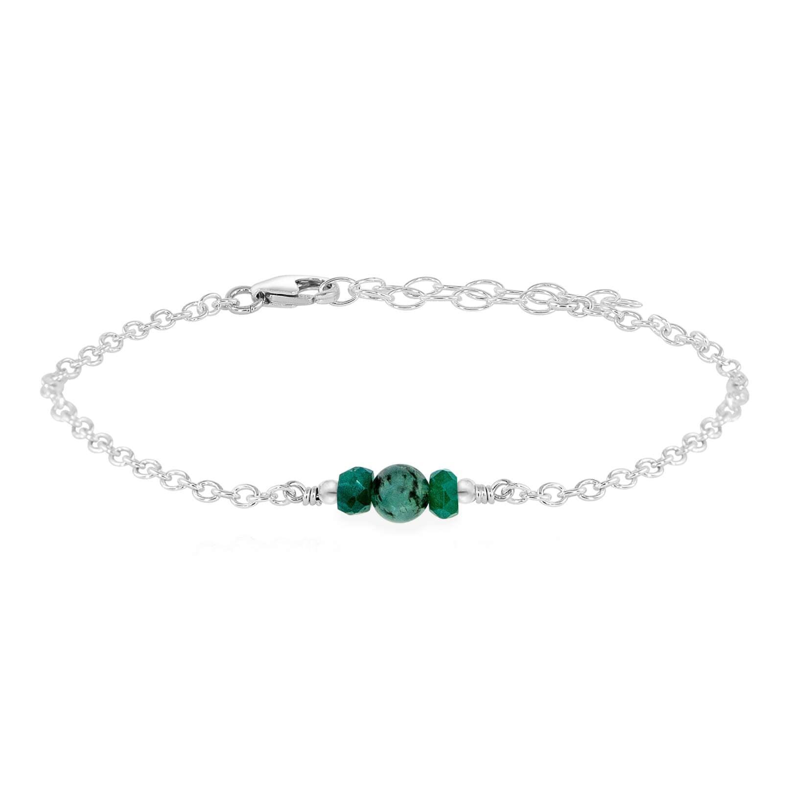Dainty Emerald Gemstone Bracelet - Dainty Emerald Gemstone Bracelet - Sterling Silver - Luna Tide Handmade Crystal Jewellery