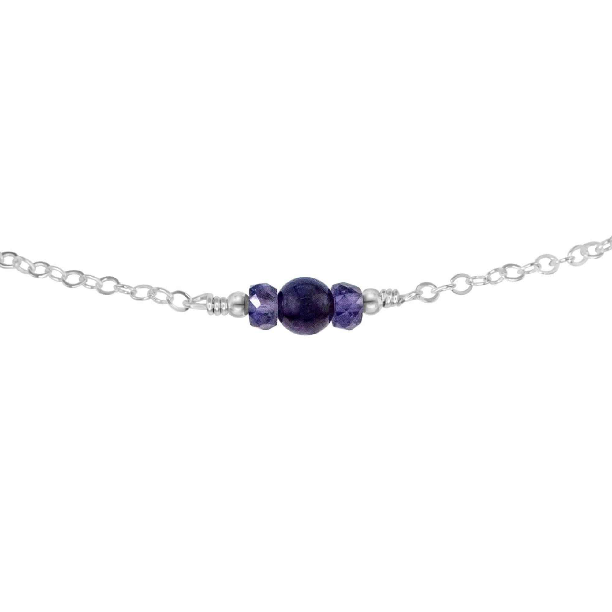 Dainty Iolite Gemstone Choker Necklace - Dainty Iolite Gemstone Choker Necklace - Sterling Silver - Luna Tide Handmade Crystal Jewellery