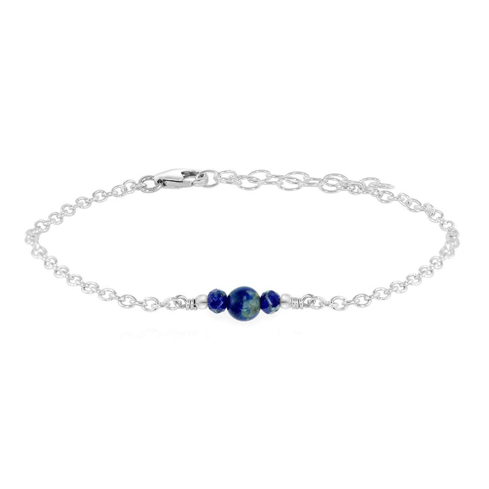Dainty Lapis Lazuli Gemstone Bracelet - Dainty Lapis Lazuli Gemstone Bracelet - Sterling Silver - Luna Tide Handmade Crystal Jewellery
