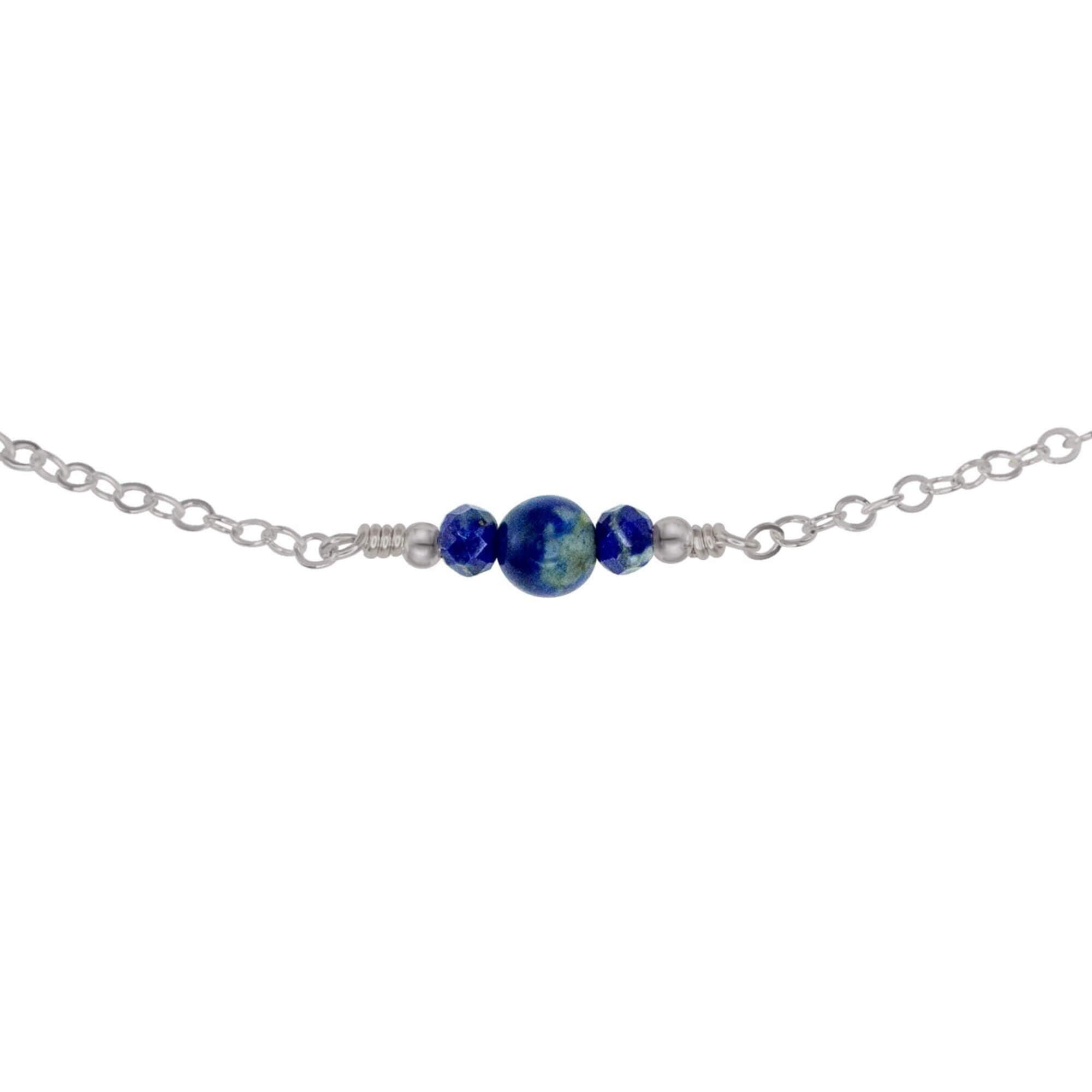 Dainty Lapis Lazuli Gemstone Choker Necklace - Dainty Lapis Lazuli Gemstone Choker Necklace - Stainless Steel - Luna Tide Handmade Crystal Jewellery