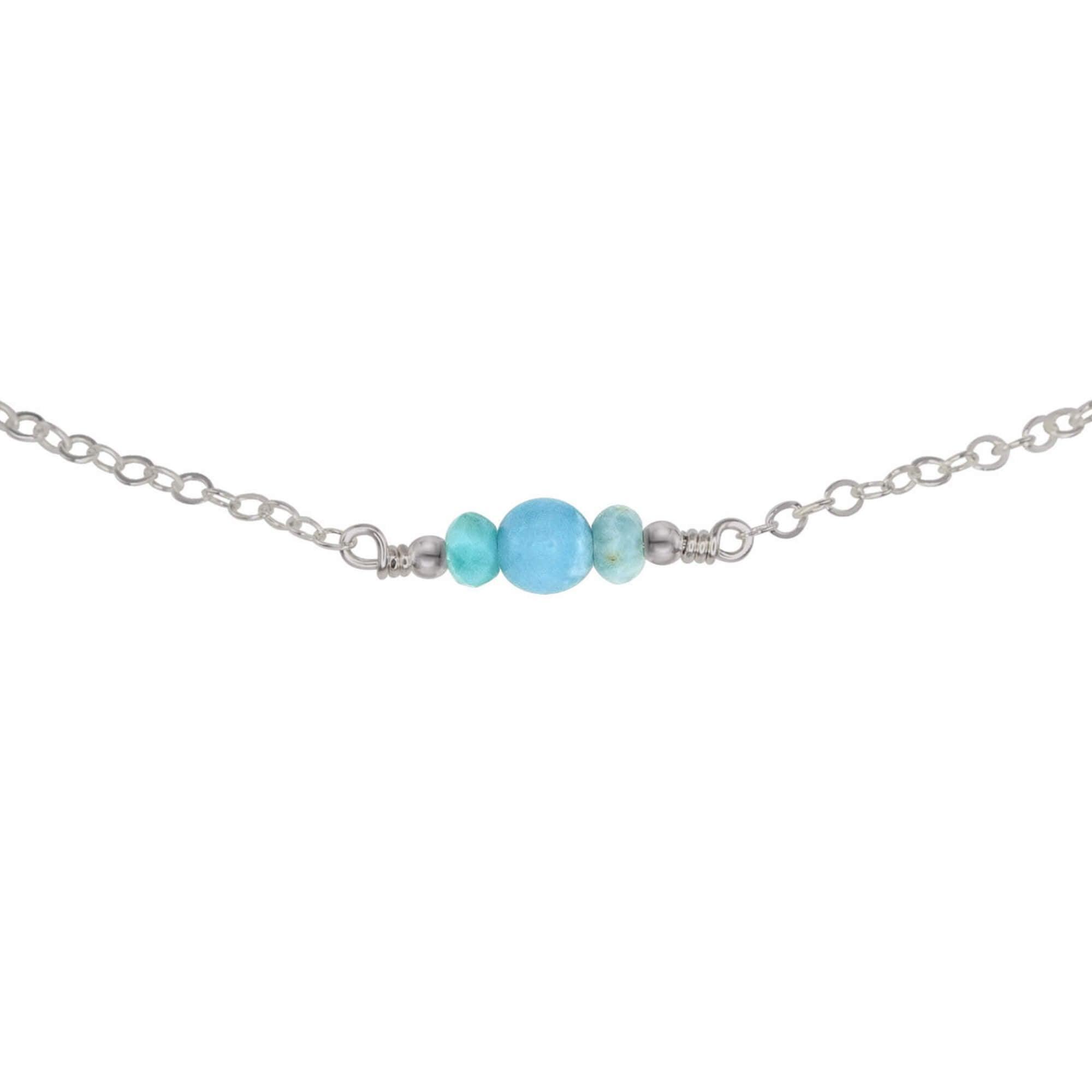 Dainty Larimar Gemstone Choker Necklace - Dainty Larimar Gemstone Choker Necklace - Stainless Steel - Luna Tide Handmade Crystal Jewellery