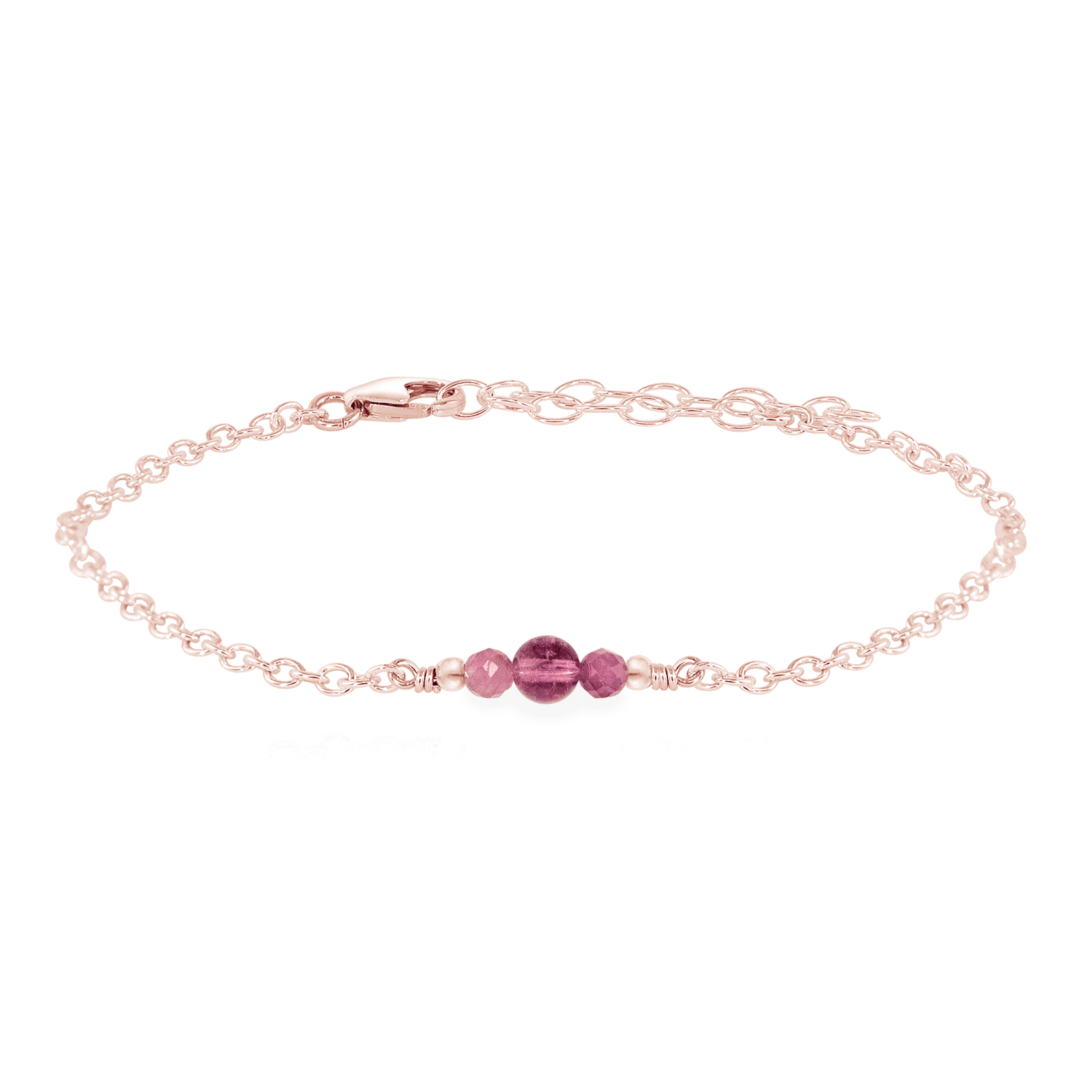Dainty Pink Tourmaline Gemstone Bracelet - Dainty Pink Tourmaline Gemstone Bracelet - 14k Rose Gold Fill - Luna Tide Handmade Crystal Jewellery