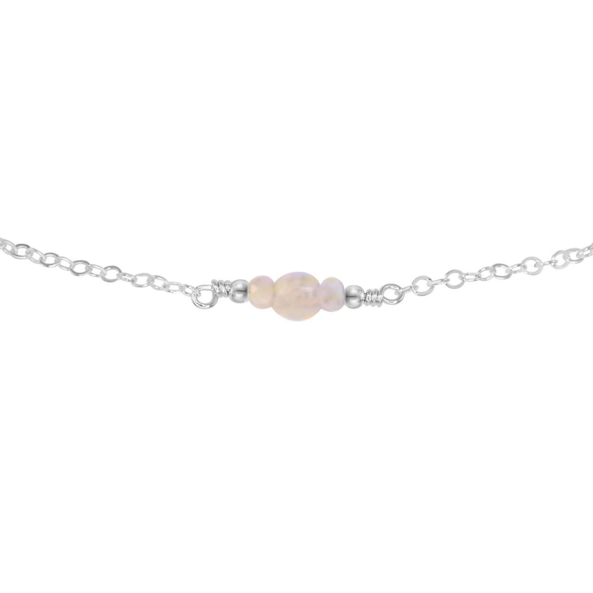 Dainty Rainbow Moonstone Gemstone Choker Necklace - Dainty Rainbow Moonstone Gemstone Choker Necklace - Sterling Silver - Luna Tide Handmade Crystal Jewellery
