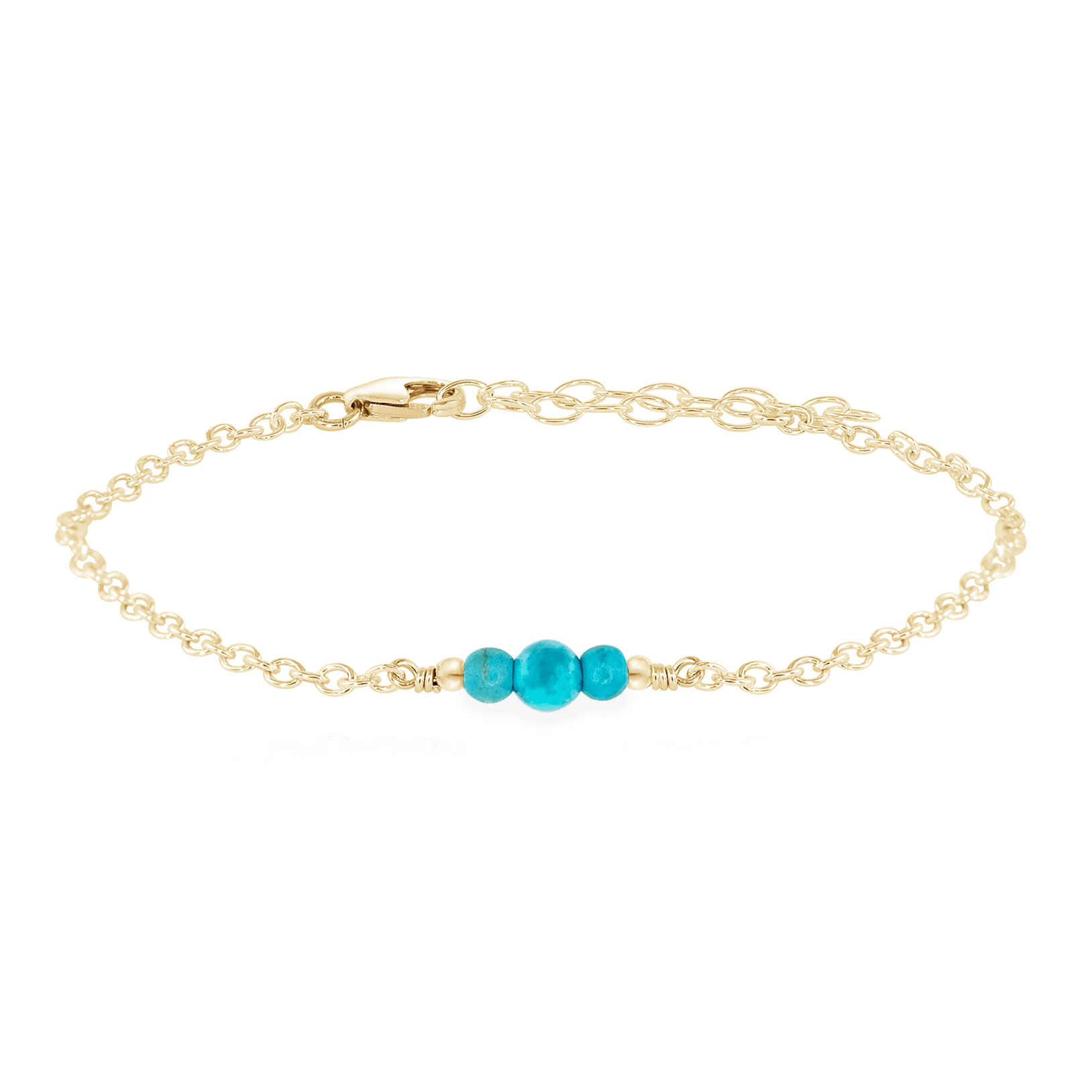 Dainty Turquoise Gemstone Bracelet - Dainty Turquoise Gemstone Bracelet - 14k Gold Fill - Luna Tide Handmade Crystal Jewellery