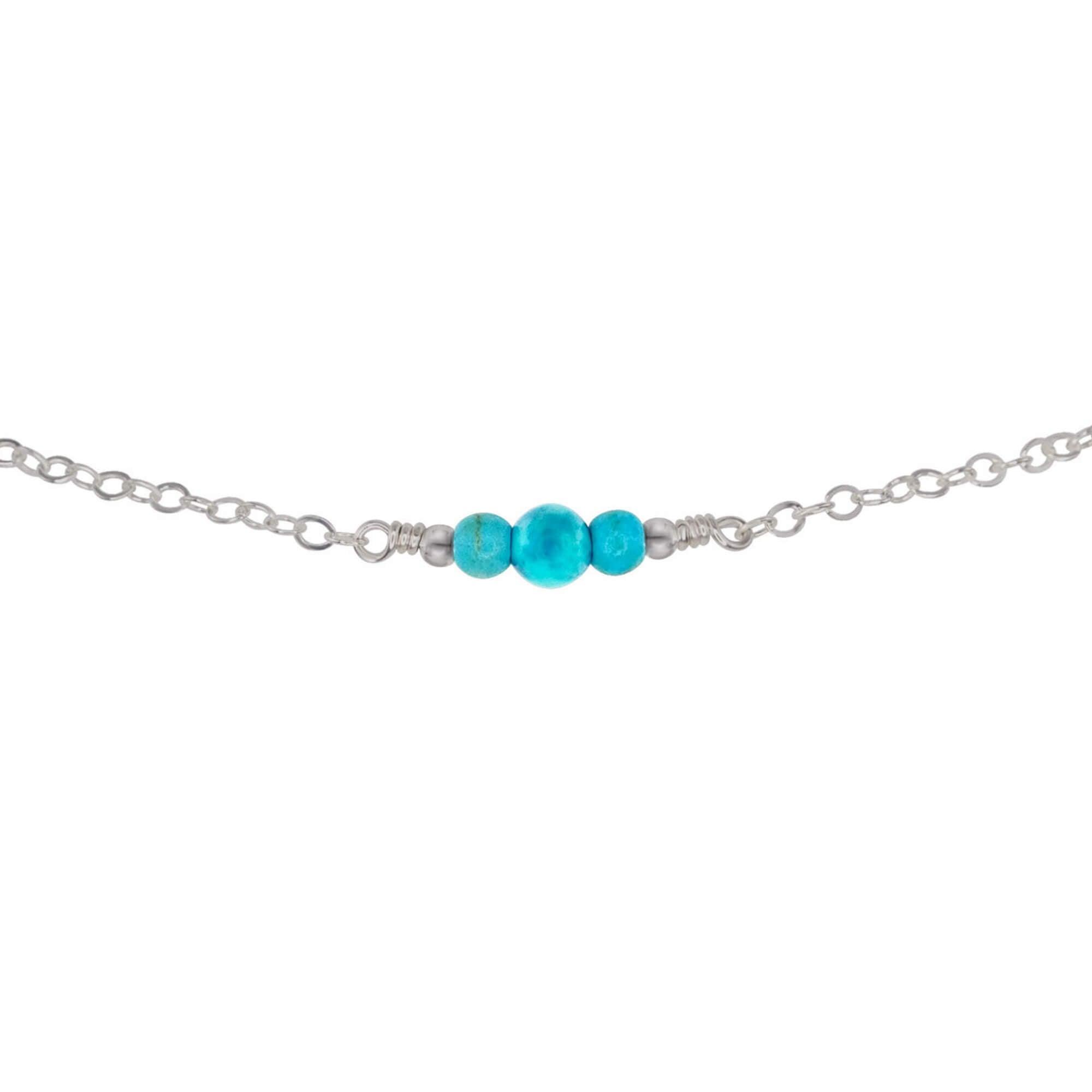Dainty Turquoise Gemstone Choker Necklace - Dainty Turquoise Gemstone Choker Necklace - Stainless Steel - Luna Tide Handmade Crystal Jewellery