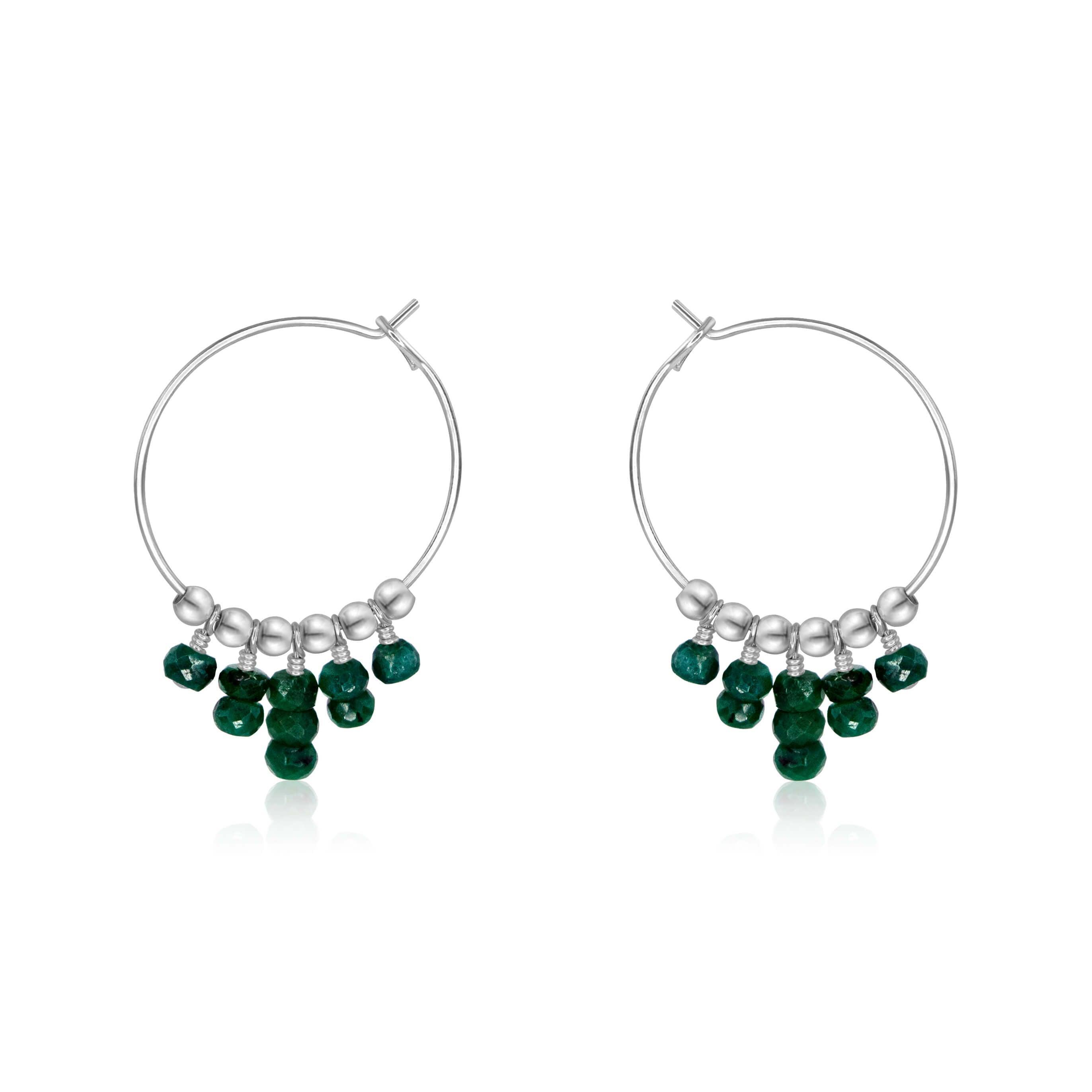 Emerald Statement Hoop Earrings - Emerald Statement Hoop Earrings - Sterling Silver - Luna Tide Handmade Crystal Jewellery