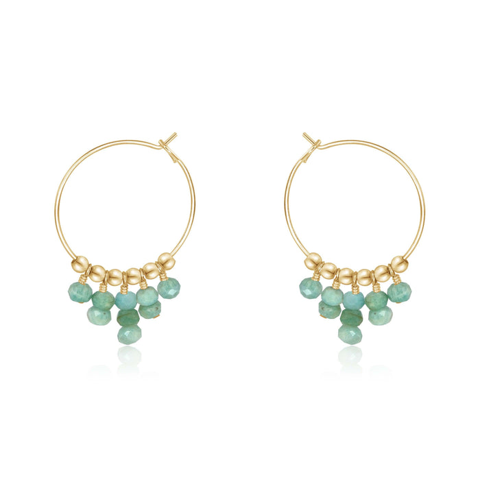 Green Amazonite Gemstone Statement Hoop Earrings - Green Amazonite Gemstone Statement Hoop Earrings - 14k Gold Fill - Luna Tide Handmade Crystal Jewellery