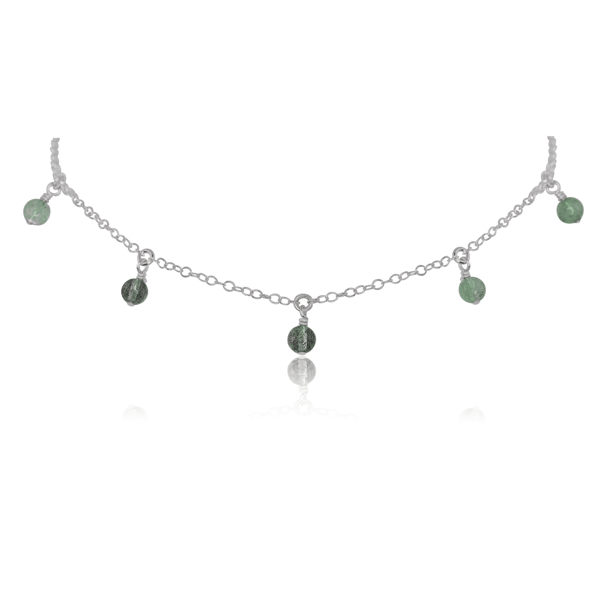 Labradorite Bead Drop Choker - Labradorite Bead Drop Choker - Stainless Steel - Luna Tide Handmade Crystal Jewellery