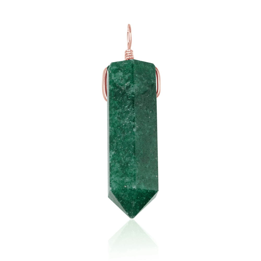 Large Aventurine Crystal Tower Point Generator Pendant - Large Aventurine Crystal Tower Point Generator Pendant - 14k Rose Gold Fill - Luna Tide Handmade Crystal Jewellery