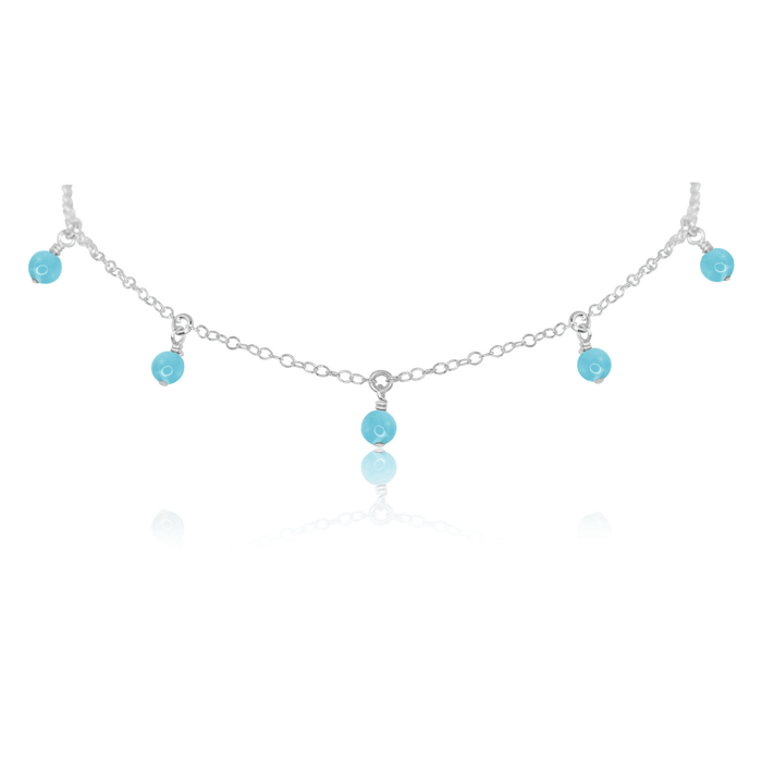 Larimar Bead Drop Choker - Larimar Bead Drop Choker - Sterling Silver - Luna Tide Handmade Crystal Jewellery