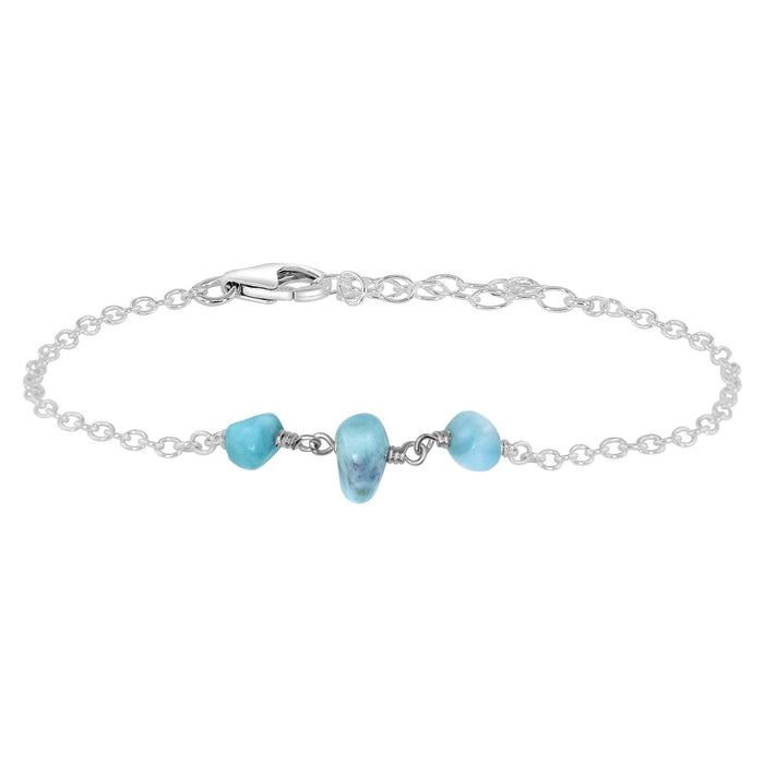 Larimar Beaded Chain Bracelet - Larimar Beaded Chain Bracelet - Sterling Silver - Luna Tide Handmade Crystal Jewellery
