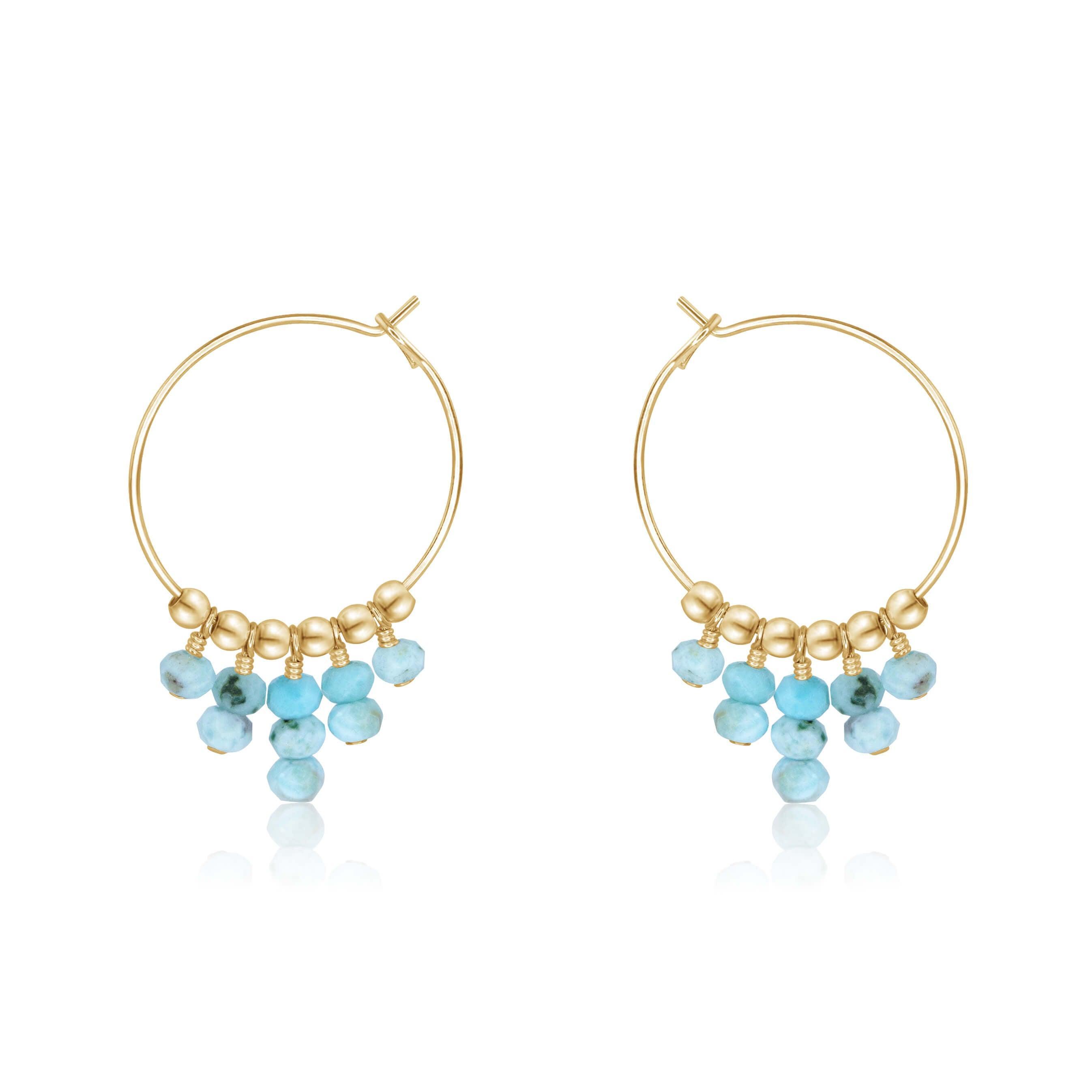 Larimar Statement Hoop Earrings - Larimar Statement Hoop Earrings - 14k Gold Fill - Luna Tide Handmade Crystal Jewellery