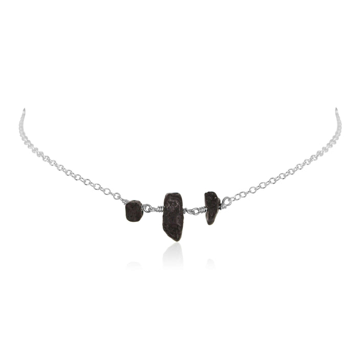 Lava Beaded Chain Choker Necklace - Lava Beaded Chain Choker Necklace - Sterling Silver - Luna Tide Handmade Crystal Jewellery