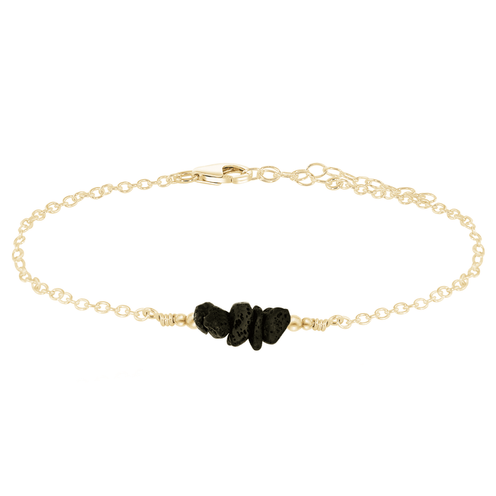 Lava Chip Bead Bar Anklet - Lava Chip Bead Bar Anklet - 14k Gold Fill - Luna Tide Handmade Crystal Jewellery