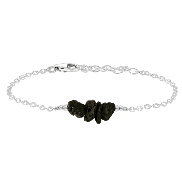 Lava Chip Bead Bar Bracelet - Lava Chip Bead Bar Bracelet - Sterling Silver - Luna Tide Handmade Crystal Jewellery