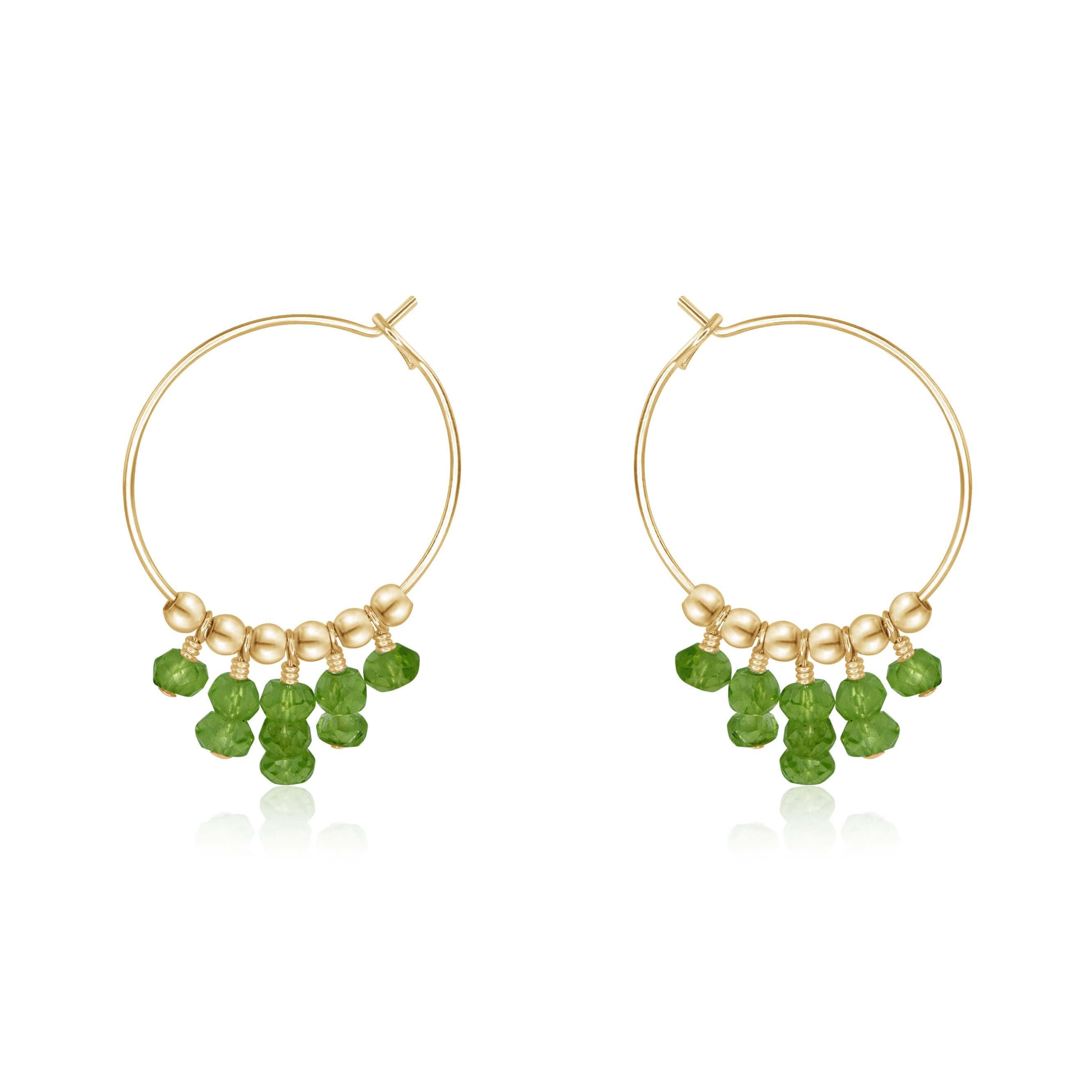 Peridot Statement Hoop Earrings - Peridot Statement Hoop Earrings - 14k Gold Fill - Luna Tide Handmade Crystal Jewellery