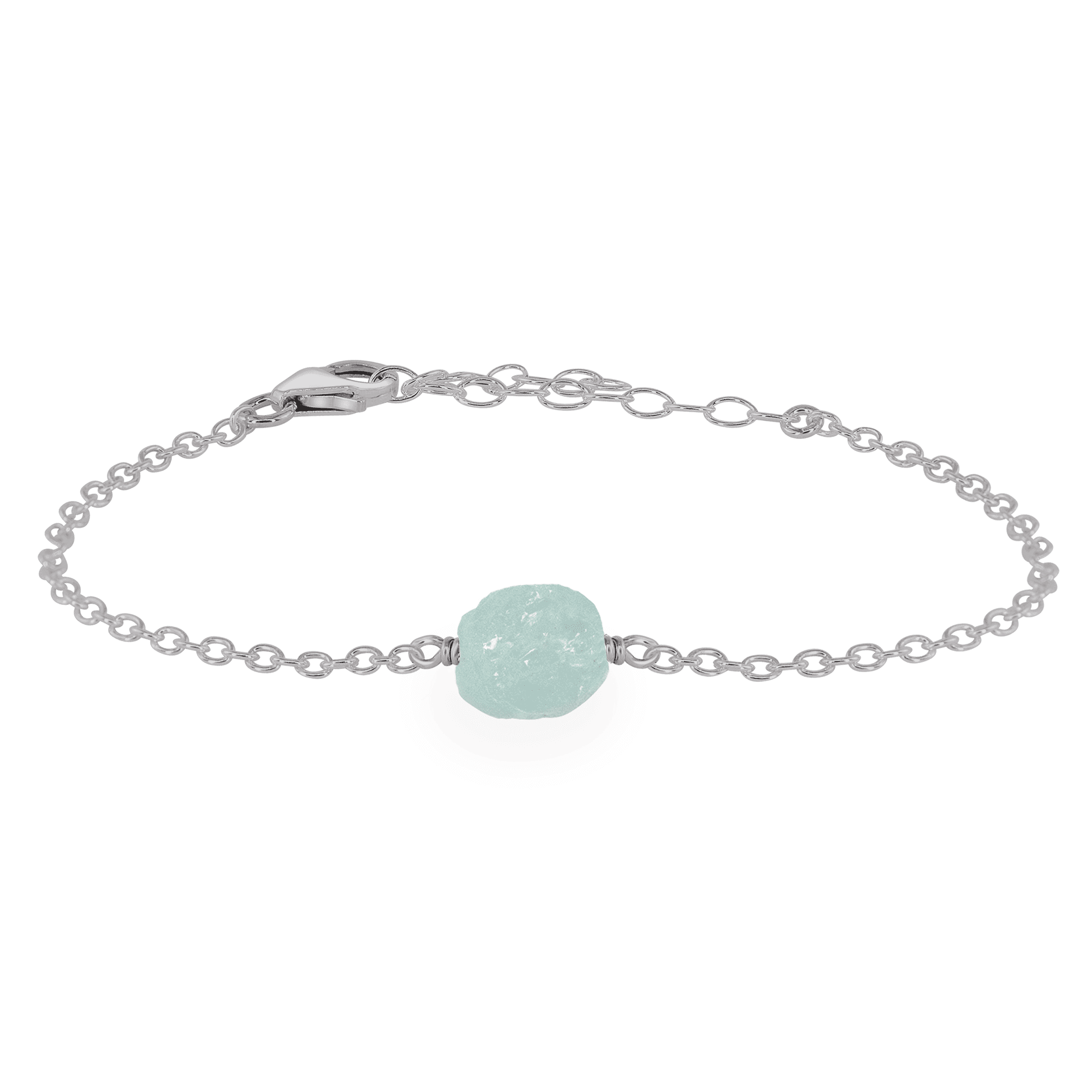 Raw Aquamarine Crystal Nugget Bracelet - Raw Aquamarine Crystal Nugget Bracelet - Stainless Steel - Luna Tide Handmade Crystal Jewellery